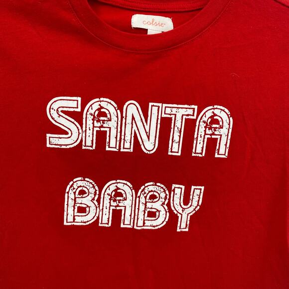 Colsie Santa Baby Crew Neck Short Sleeve Crop Tee Red Size Small - Picture 2 of 7